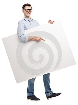 Man with blank whiteboard