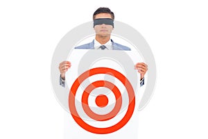 Man with blindfolded and a target