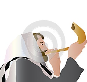 Man blowing shofar