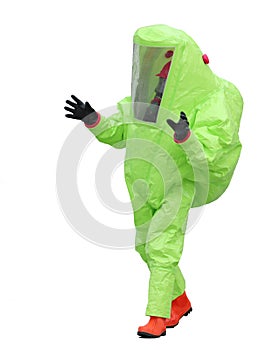 man with blue protective suit