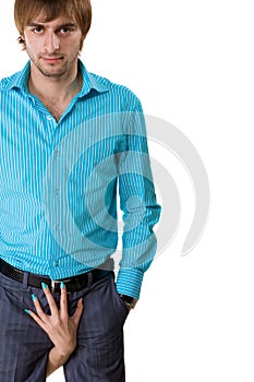 Man in blue shirt photo