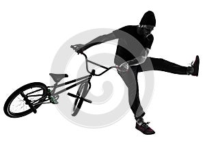 Man bmx acrobatic figure silhouette