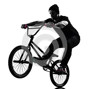 Man bmx acrobatic figure silhouette