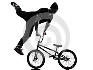 Man bmx acrobatic figure silhouette