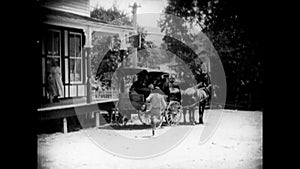 Man boarding horse cart while another man running behind him