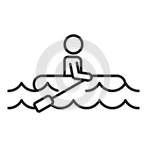 Man boat flood icon, outline style