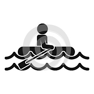 Man boat flood icon, simple style