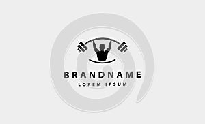 Man bodybuild fitness logo design vector photo