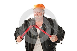 Man with bolt cutter