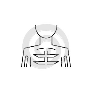 Man bone body pain icon. Simple line, outline  of human skeleton icons for ui and ux, website or mobile application on white