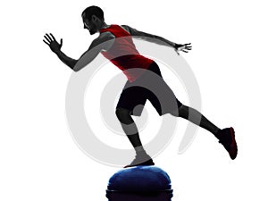 Man bosu balance trainer exercises fitness silhouette