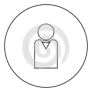Man with bow tie black icon outline in circle image
