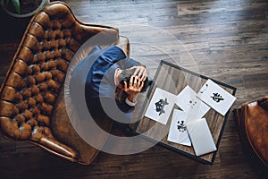 Man bowing his head in desperation