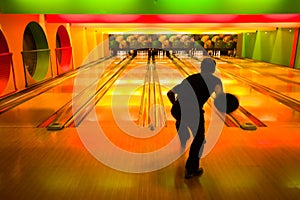 Man at the bowling alley