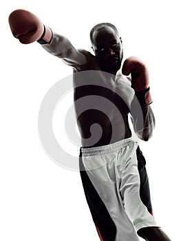 Man boxers boxing isolated silhouette