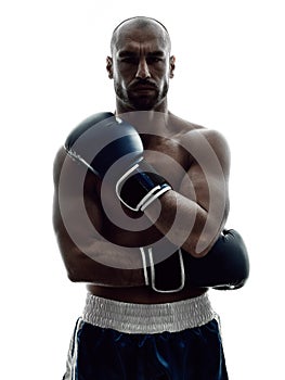 Man boxers boxing isolated silhouette photo