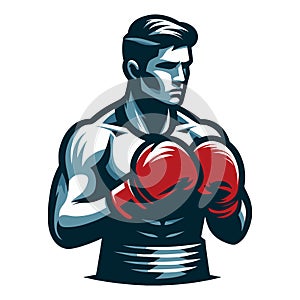 Man boxing boxer athlete half body vector design illustration, sport fighter, box combat, Boxer fighting in gloves, punching with