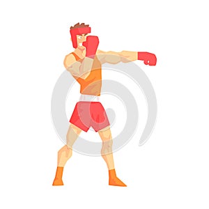 Man In Boxing Gloves And Helmet Box Martial Arts Fighter, Fighting Sports Professional In Traditional Fighting Sportive