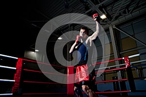 Man boxing in gym