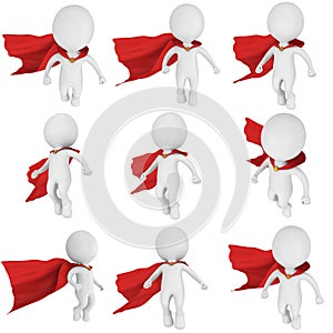 Man brave superhero with red cloak fly