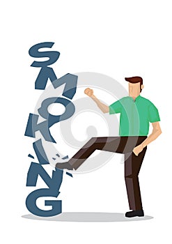 Man break Smoking blocks into pieces. Concept of quit smoking or tobacco addiction