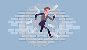 Man breaking the brick wall