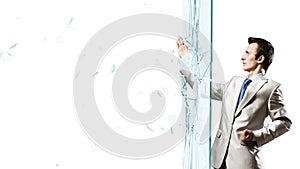 Man breaking glass