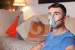 Man with breathing problems at home