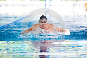 Man breathing while swimming