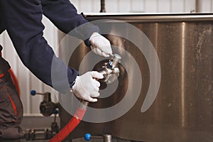 Man brewing beer at his brewery