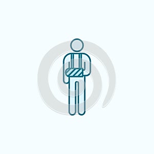 a man with a broken arm 2 colored line icon. Simple colored element illustration. a man with a broken arm outline symbol design