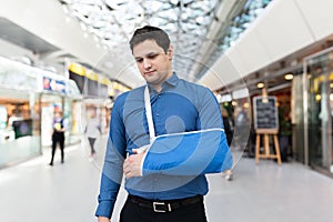 Man With Broken Arm In Airport
