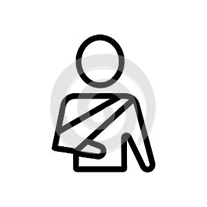 Man and broken arm icon vector. Isolated contour symbol illustration