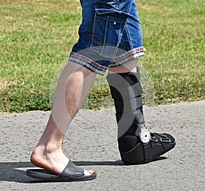 Man with broken leg