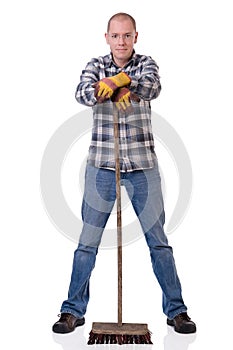 Man with broom