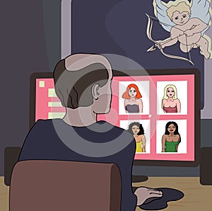 Man browses at online dating site