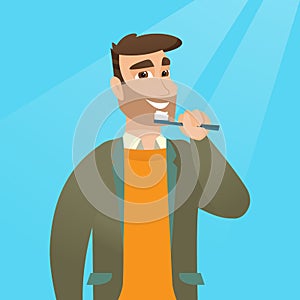 Man brushing teeth vector illustration.