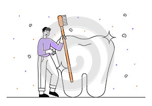 Man brushing teeth vector simple