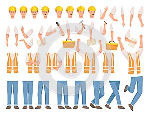 Man Builder Character Constructor with Body Part and Face Expression Vector Set