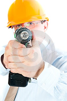 Man builder with drill.