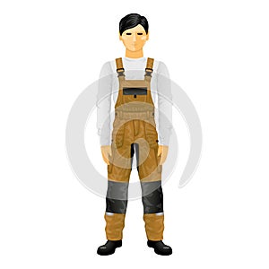 Man builder overalls icon cartoon vector. Construction worker