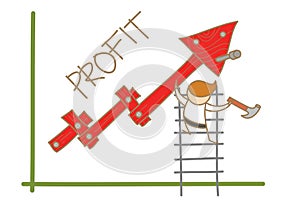 Man building profit up graph