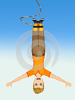 Man bungee jumping