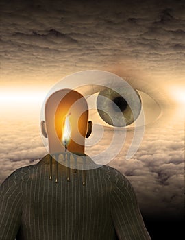 Man with burning mind