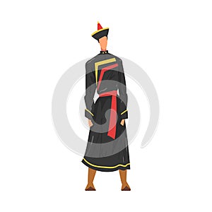 Man in Buryatia National lothing, Male Representative of Country in Traditional Outfit of Nation Cartoon Style Vector