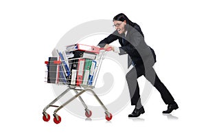 Man with business folders isolated