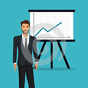 Man business office presentation financial graph