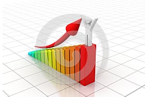 Man with business statistic graph