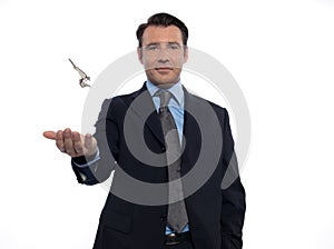 Man Businessman realtor teasing holding keys