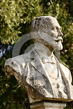 Man bust of smoothened stone at Monumental Cemetery, Milan